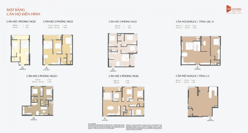 Layout căn hộ Masteri Park Place tòa CT5 The Global City