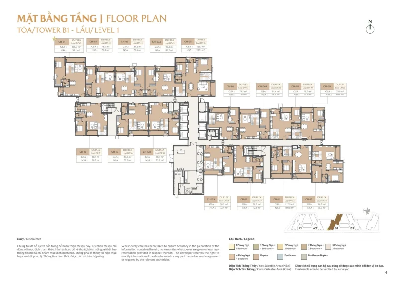 Mặt bằng layout Masteri Park Place tòa CT5 The Global City