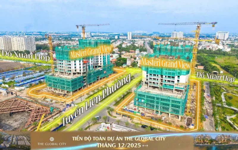Tiến độ hạ tầng cảnh quan và tiện ích công cộng The Global City T12/2025