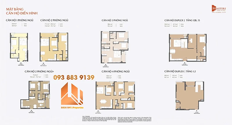 Layout căn hộ Masteri Cosmo Central - Bách Như Properties