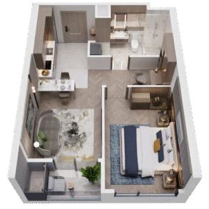 Mặt bằng Căn hộ 1PN The Global City