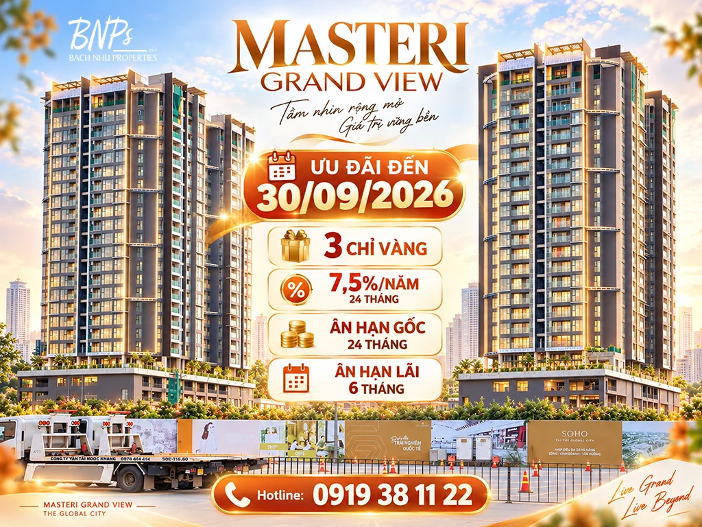 Giá mới nhất Masteri Grand View T9/2026 - Bách Như Properties - BNP's