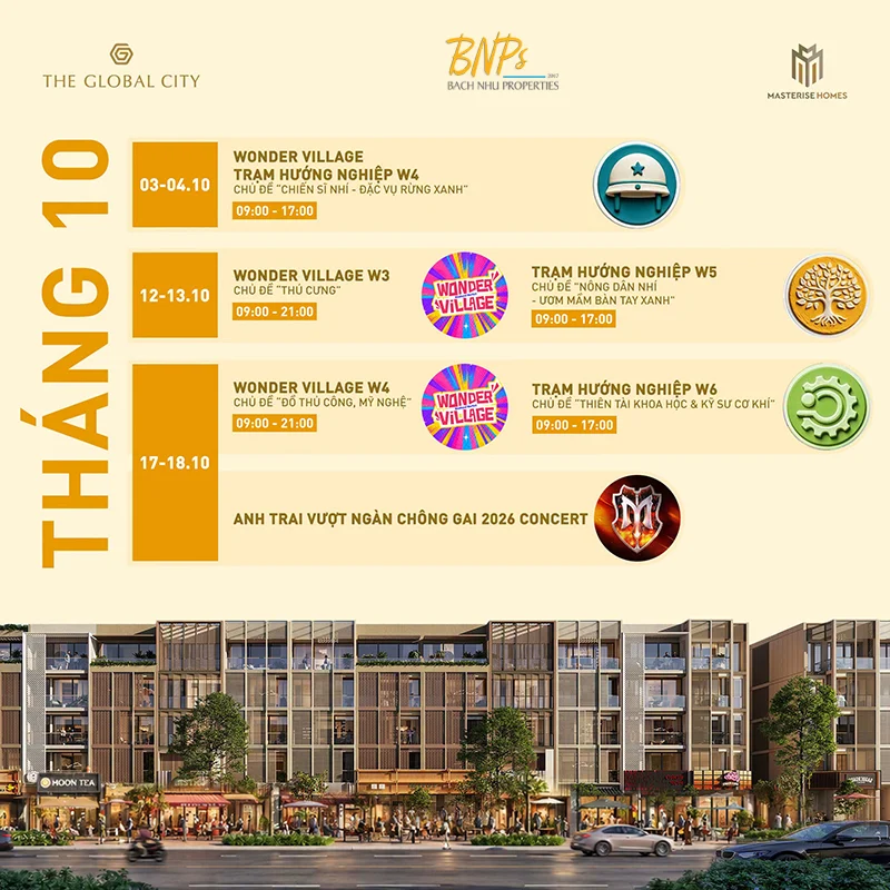 The Global City tháng 9-10/2026: Loạt trải nghiệm cuối tuần đáng mong chờ - Bách Như Properties - BNP's